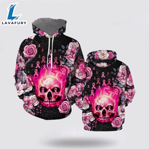 Breast Cancer Skull All Over Print Hoodie