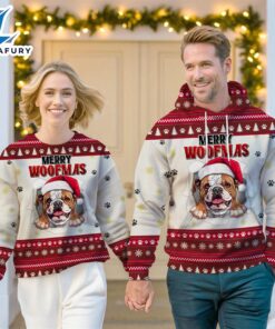 Bulldog Merry Woofmas Christmas Sweatshirt…