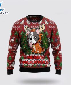 Bulldog Reindeer Ugly Christmas Sweater…