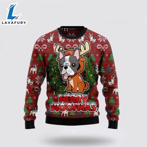 Bulldog Reindeer Ugly Christmas Sweater For Men And Women  Gift Dog Loves