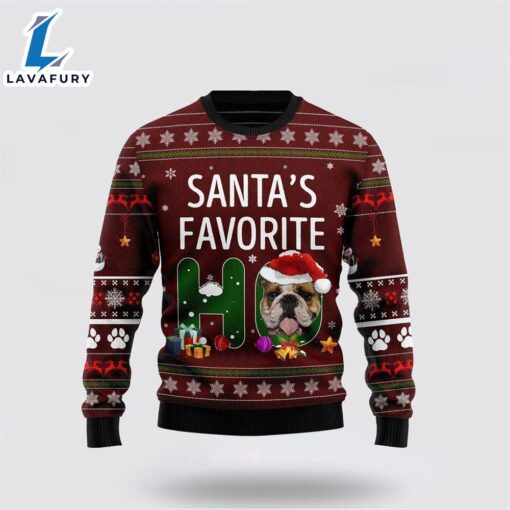 Bulldog Santa Favorite Ho Ugly Christmas Sweater For Men And Women  Gift Dog Loves