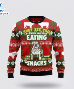 Bulldog Snacks Ugly Christmas Sweater…