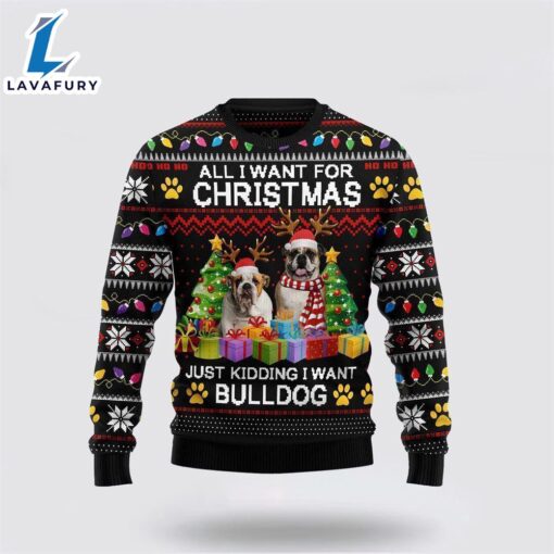 Bulldogs Ugly Christmas Sweater For Men And Women  Gift Dog Loves