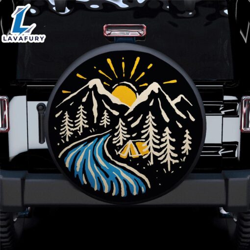 Camping Site Mountain Vibes Car Spare Tire Cover Gift For Campers