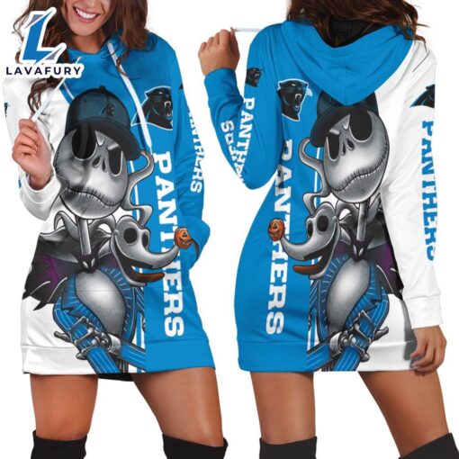 Carolina Panthers Jack Skellington And Zero Hoodie Dress