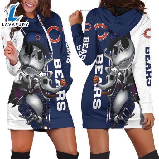 Chicago Bears Jack Skellington And Zero Hoodie Dress