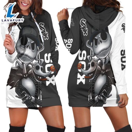 Chicago White Sox Jack Skellington And Zero Hoodie Dress