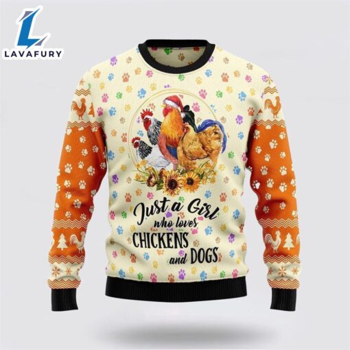 Chickens And Dogs Ugly Christmas Sweater For Men And Women  Gift Dog Loves