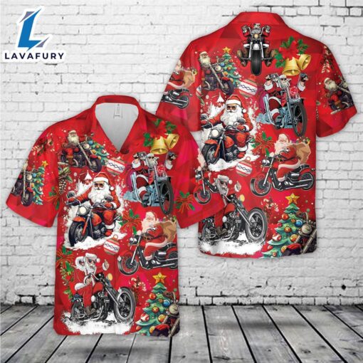 Christmas Biker Santa Claus Hawaiian Shirt