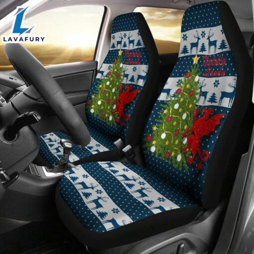 Christmas Car Seat Covers Dragon And Christmas Tree  Car Decor