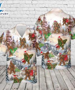 Christmas Holiday Bigfoot Hawaiian Shirt