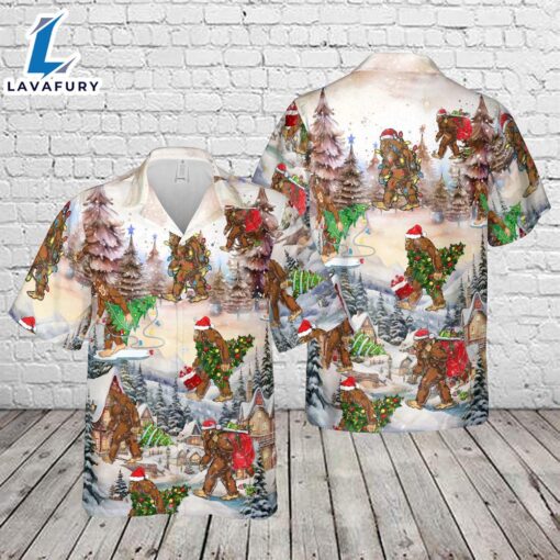 Christmas Holiday Bigfoot Hawaiian Shirt