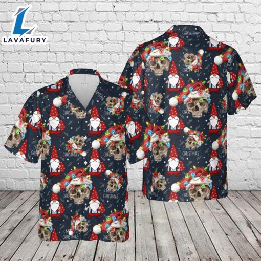 Christmas Skull With Santa Hat Christmas Hawaiian Shirt