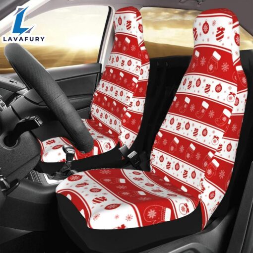 Christmas Snowflake Sock Stripes Car Seat Covers Vehicle Front Seat Coverss  Car Decor