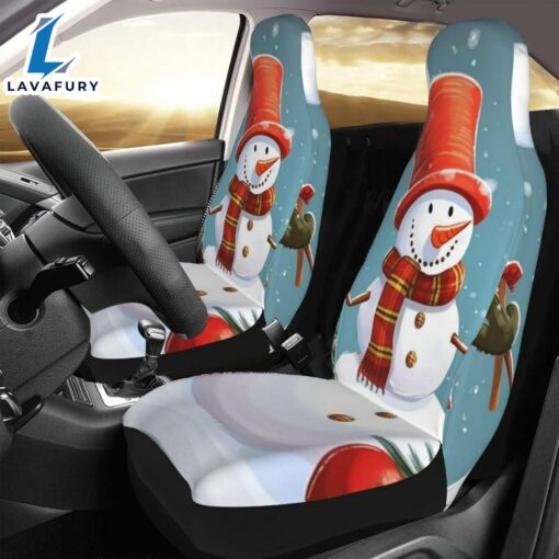 Christmas Snowman Print Car Seat Covers Vehicle Front Seat Coverss  Car Decor