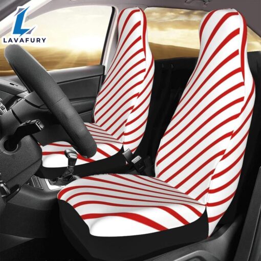 Christmas White Red Stripes Car Seat Covers Vehicle Front Seat Coverss  Car Decor