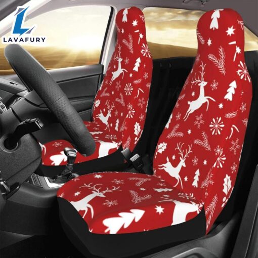 Christmas White Reindeer Car Seat Covers Vehicle Front Seat Coverss  Car Decor