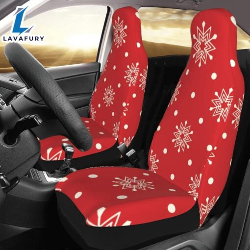 Christmas White Snowflakes Car Seat Covers Vehicle Front Seat Coverss  Car Decor