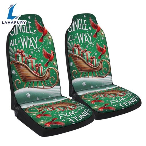 Christmas Wooden Sleigh Cardinal Jingle All The Way Seat Cover Cars Car Decor