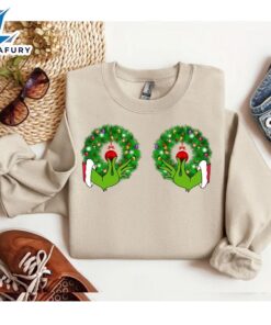 Christmas Wreaths Boobs Grinch Sweatshirt