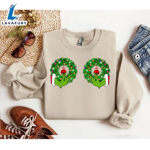 Christmas Wreaths Boobs Grinch Sweatshirt