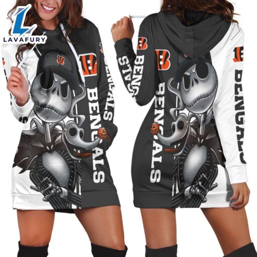 Cincinnati Bengals Jack Skellington And Zero Hoodie Dress