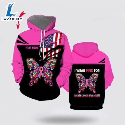 Custom Breast Cancer Awareness Pink Ribbon All Over Print Hoodie