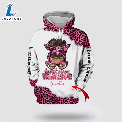 Custom Name Breast Cancer Warrior All Over Print Hoodie