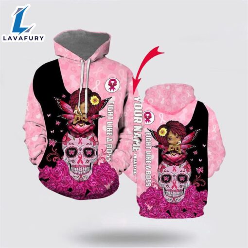 Customized Breast Cancer Rose Skull Angel All Over Print Hoodie