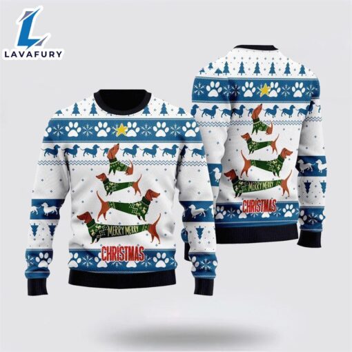 Cute Dachshund Merry Christmas Ugly Christmas Sweater For Men And Women  Gift Dog Loves