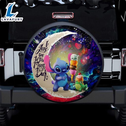 Cute Stitch Frog Icecream Love You To The Moon Galaxy Car Spare Tire Covers Gift For Campers