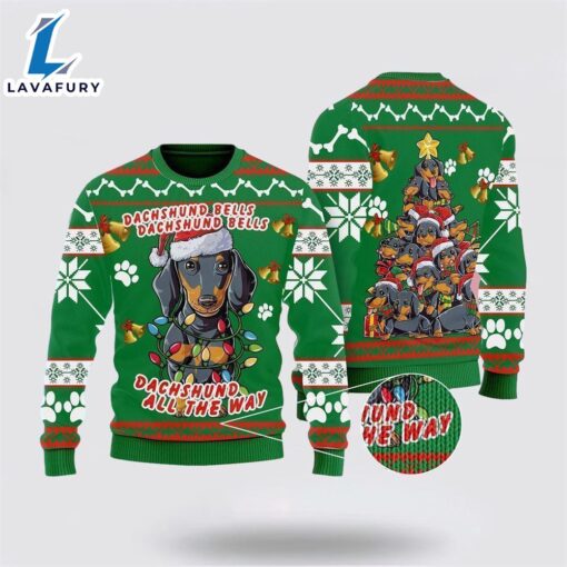 Dachshund Dog Bells Christmas Ugly Christmas Sweater For Men And Women  Gift Dog Loves