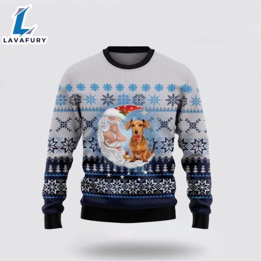 Dachshund Dog Love Santa Moon Ugly Christmas Sweater For Men And Women  Gift Dog Loves