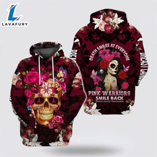 Death Smile At Everyone Pink Warrior Smile Back Sugar Skull Hoodie