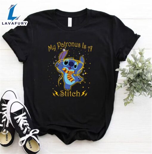 Disney Stitch Shirt My Patronus is A Stitch T-Shirt Strong Stitch T-shirt Cute Stitch Shirt With Gryffindor striped scarf