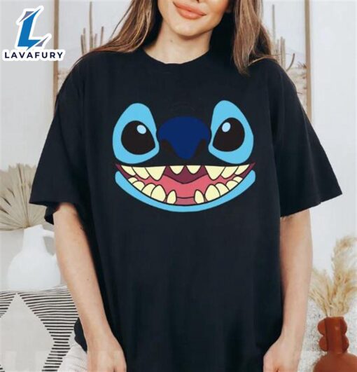 Disney Stitch Smiling Lilo & Stitch Big Face Stitch T-Shirt, Disneyland Family Matching Shirt