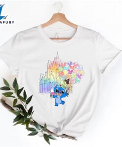 Disney Stitch Watercolor Castle Shirt,…