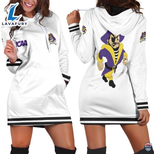 East Carolina Pirates NCAA Classic White 3D Hoodie Dress