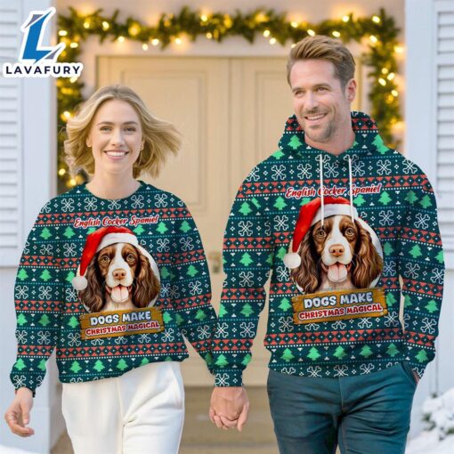 English Cocker Spaniel Dog Make Christmas Magical Christmas Sweatshirt & Hoodie   Gift Christmas