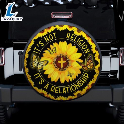 Faith Butterfly Cross Sunflower Car Spare Tire Covers Gift For Campers