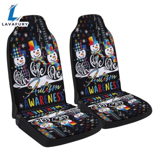 Faith Hope Love Autism Awareness Snowman Christmas Seat Cover Cars Car Decor