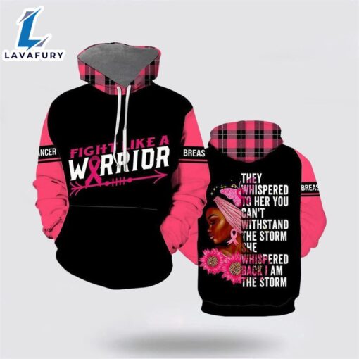 Fight Breast Cancer Warrior Whispered All Over Print Hoodie