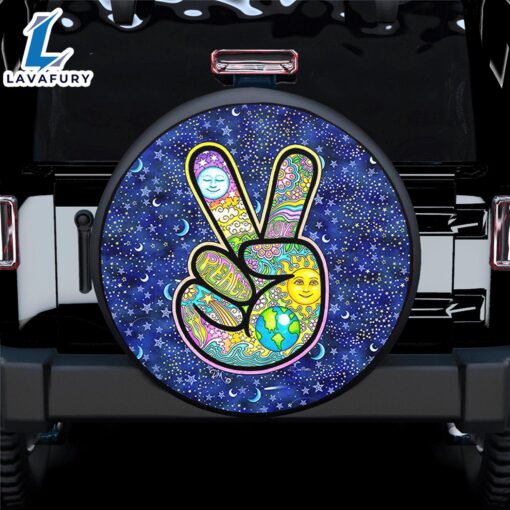 Finger Colorful Peace Sign Spare Tire Covers Gift For Campers