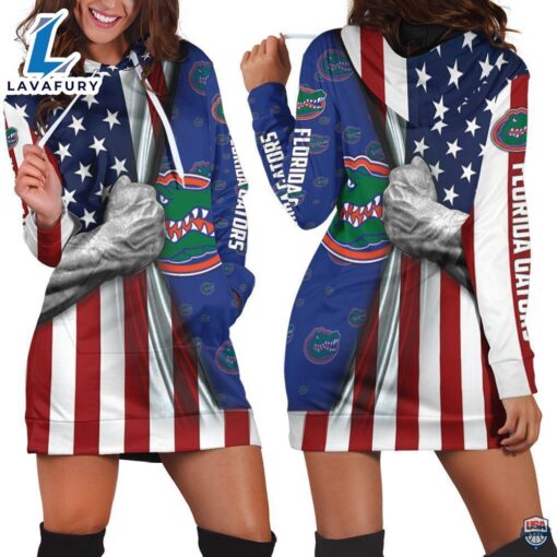 Florida Gators American Flag Ripped 3D Hoodie Dress