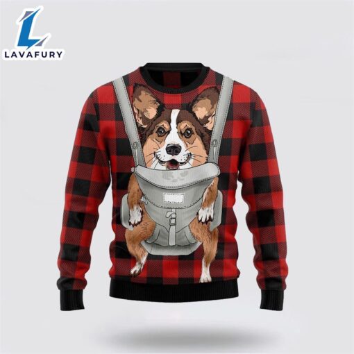 Front Carrier Dog Pembroke Welsh Corgi Ugly Christmas Sweater For Men And Women  Gift Dog Loves