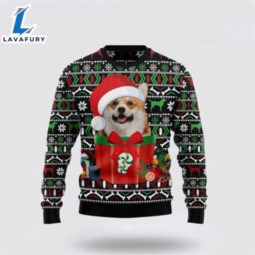 Funny Dog In The Gift Box Ugly Christmas Sweater For Men And Women  Gift Dog Loves