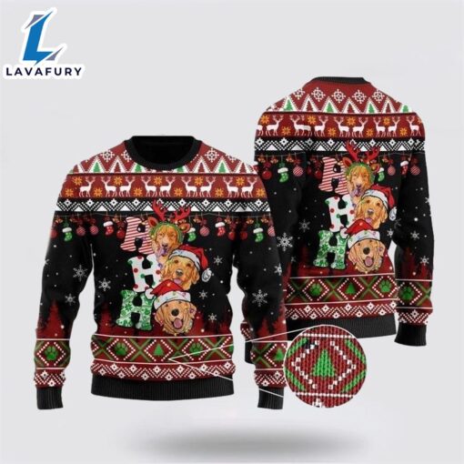 Funny Golden Retriever Ugly Christmas Sweater For Men And Women  Gift Dog Loves