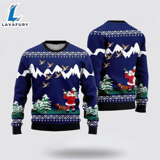 Funny Santa & Dog Duck Hunting Ugly Christmas Sweater For Men And Women  Gift Dog Loves