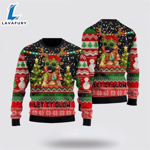 German Shepherd Let It Glow Ugly Christmas Sweater For Men And Women  Gift Dog Loves