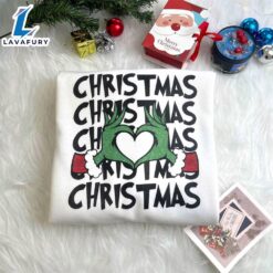 Grinch Christmas Heart Hand Sweatshirt